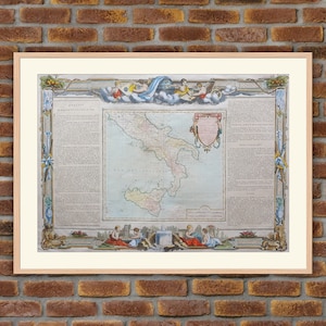 Carte Atlas Desnos 1766 - Italie du sud et Sicile - Etats du Roi des deux Siciles - Gravure couleurs