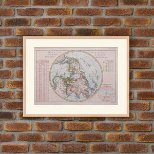 Gravure 1762 - Cartographie - Atlas - Mappemonde sur le Plan de l’Equateur Hémisphère Septentrional - Rigobert BONNE