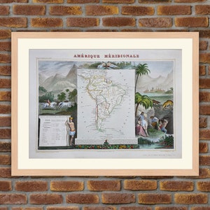 Große Landkarten - Nordamerika - Kontinent : Amérique Méridionale (Amérique du Nord) - 1850 Gravur Atlas Levasseur - 19,5x14,4in