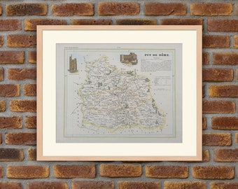 Maps - French Department - PUY de DOME - 1853 Atlas MONIN - 12.2x9.8in - Decoration, Print