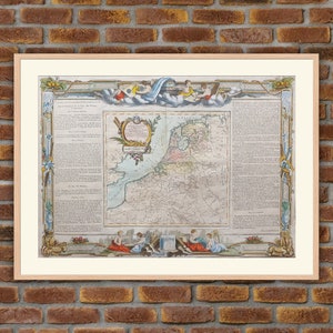 1766 colored engraving - The Netherlands French, Austrian and Dutch - Atlas DESNOS - 15.2x21.3in - Decoration, Large Prints