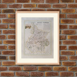 Landkarten - Französisches Departemment - HAUTES PYRENEES - 1833 Atlas MONIN - 30,5x25cm - Deko, Print