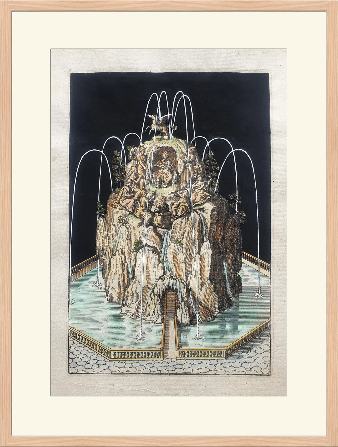 1664 Color Engraving - Architecture, Fountains 8 - A. G. Boeckler ...