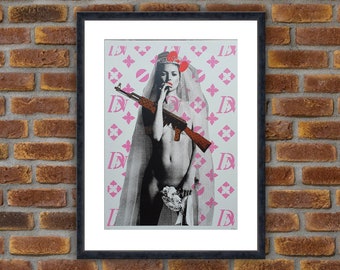 Street Art - DEATH NYC - Kate Moss Dn AK P - 2013 Original signed and numbered serigraph (circulation of 100 copies) - Decoration, Prints