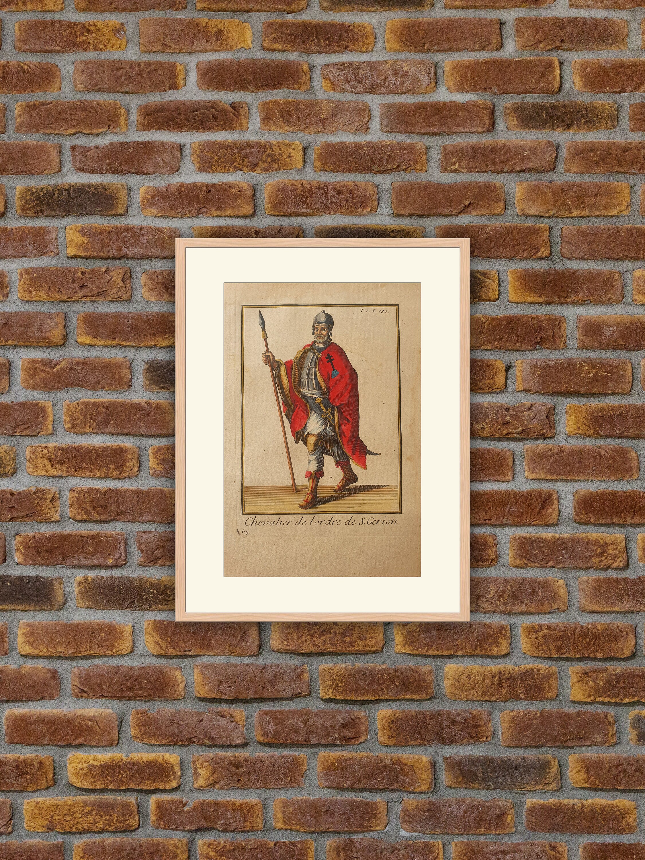 Ordres Militaires - Chevalier de L'ordre S. Gerion Gravure Couleurs 1714 Hélyot