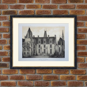 1864 Lithograph - French Castles - Château du Perché (Maine-et-Loire) - V. Petit, Architecture - 21.7x15.2in - Decoration, Large Prints