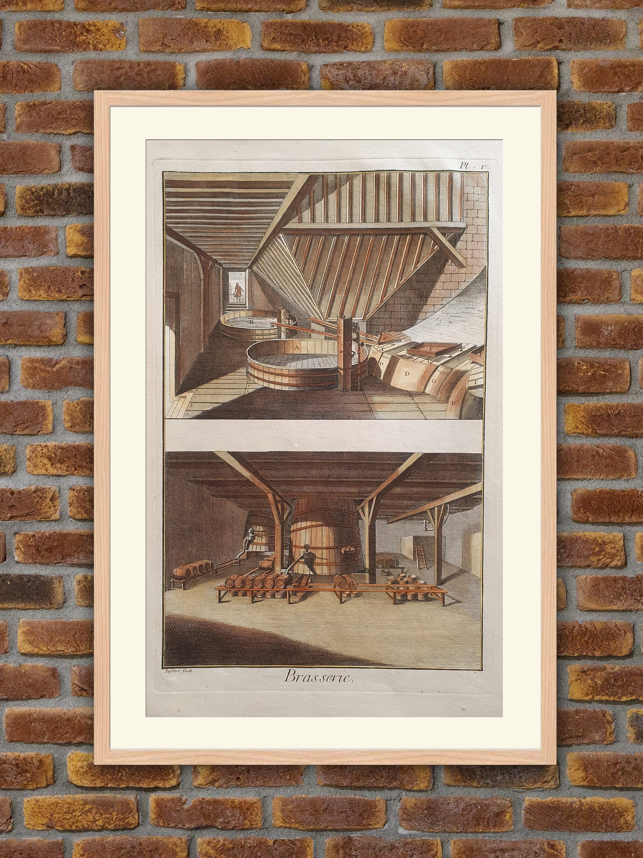 Metiers - Brasserie 5 Encyclopédie Diderot d'alembert 1750 Gravure Couleurs