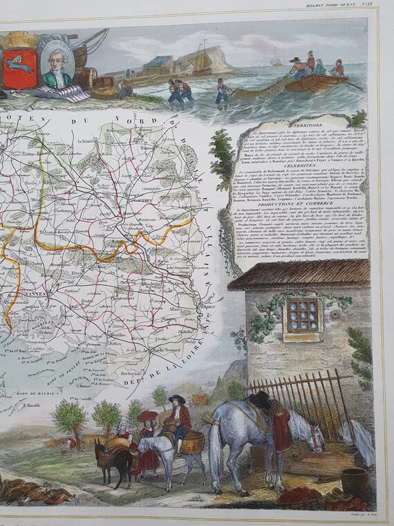 Carte Ancienne Du Morbihan – Gravure Originale De 1793 – Département Français – Authentique