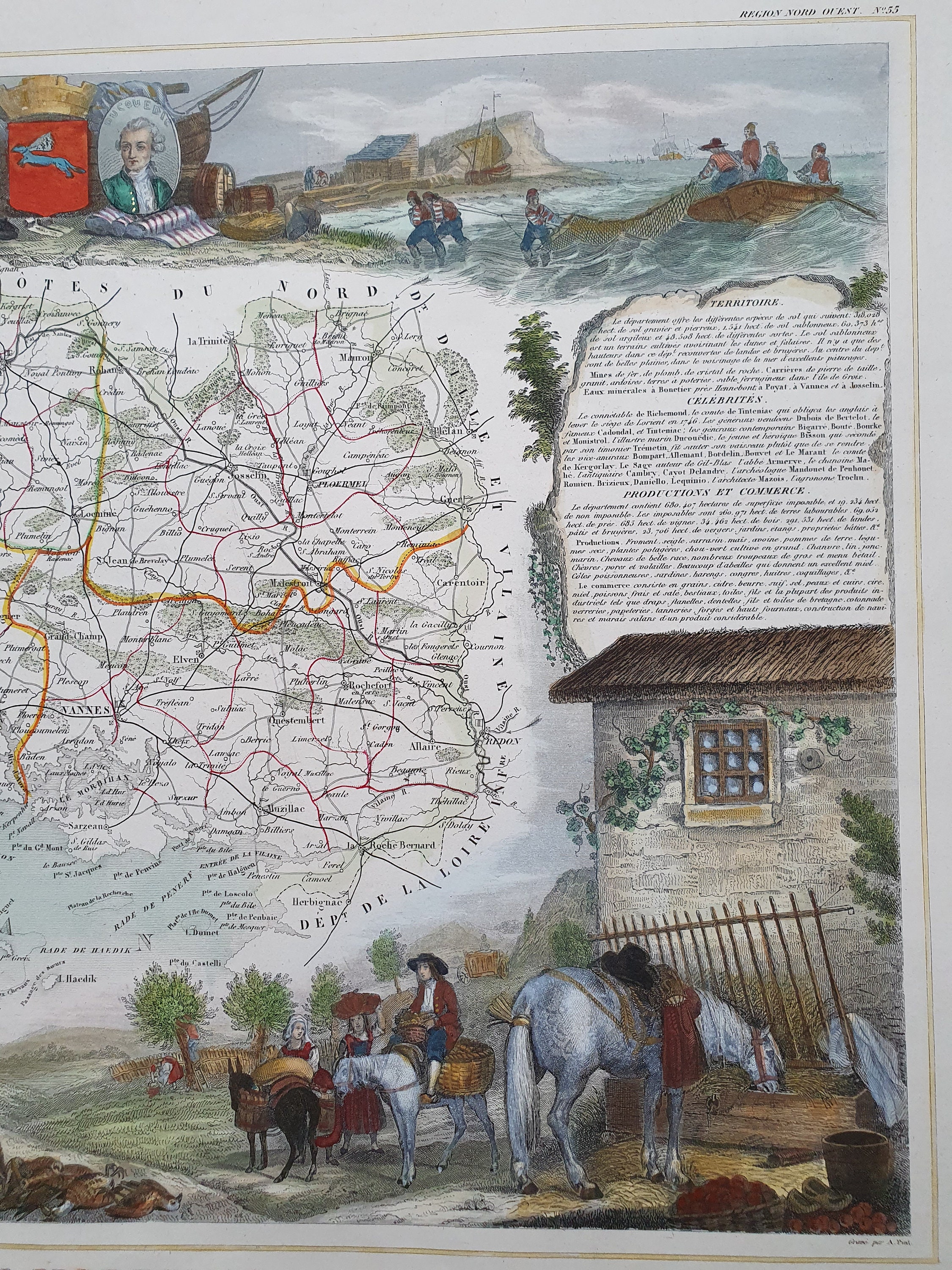 1793 - Morbihan - Carte très ancienne - Département français - Gravure