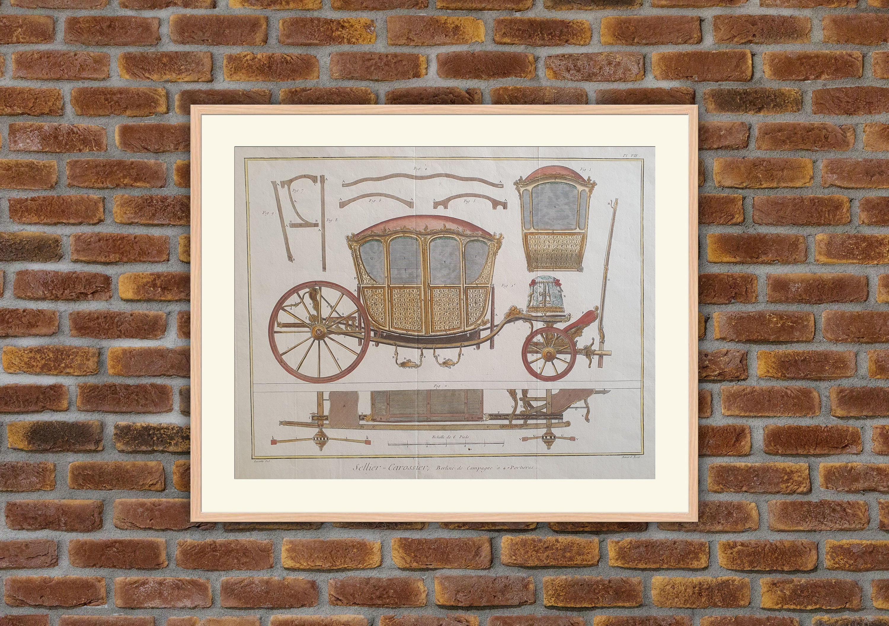 Metiers - Sellier-Carossier, Berline de Campagne à 4 Portières Encyclopédie Diderot d'alembert 1750