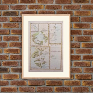 Gravure 1762 - Cartographie - Atlas - Plan du Havre de St Pierre et St Paul, Awatska Kamtchatka, Japon, Macao - Rigobert BONNE
