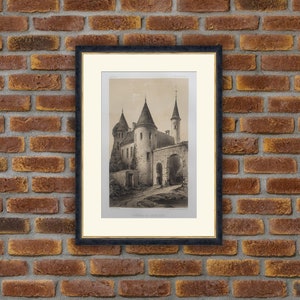1864 Lithograph - Castles - Chateau du Vaumissel (Calvados) - V. Petit, Architecture - 13.4x10in - Decoration, Large Prints