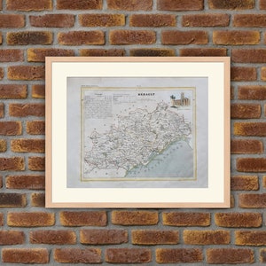 Landkarten - Französische Abteilung - Hérault - 1833 Atlas MONIN - 12,2x9,8in - Dekoration, Druck