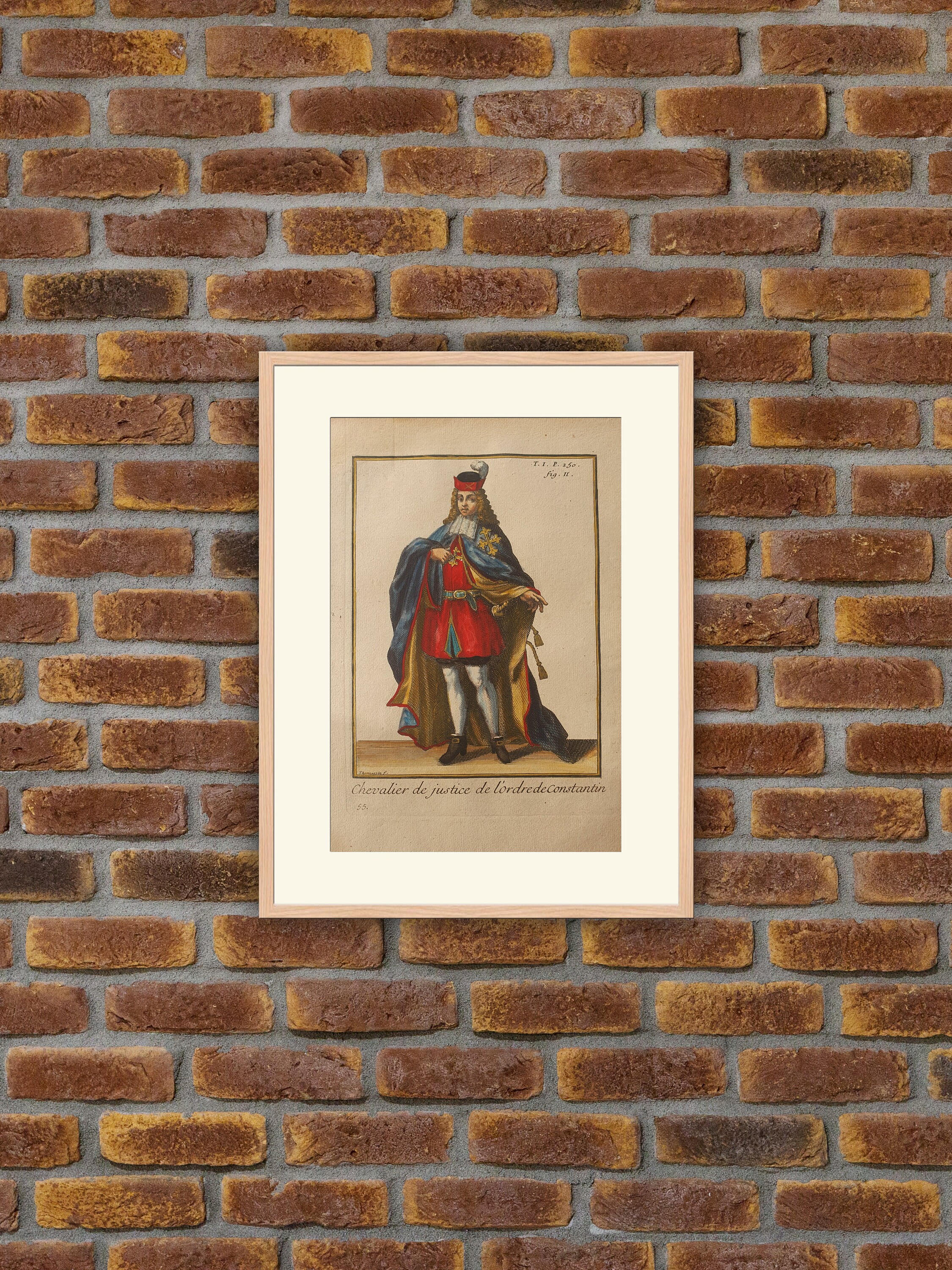 Ordres Militaires - Chevalier de Justice L'ordre Constantin Gravure Couleurs 1714 Hélyot