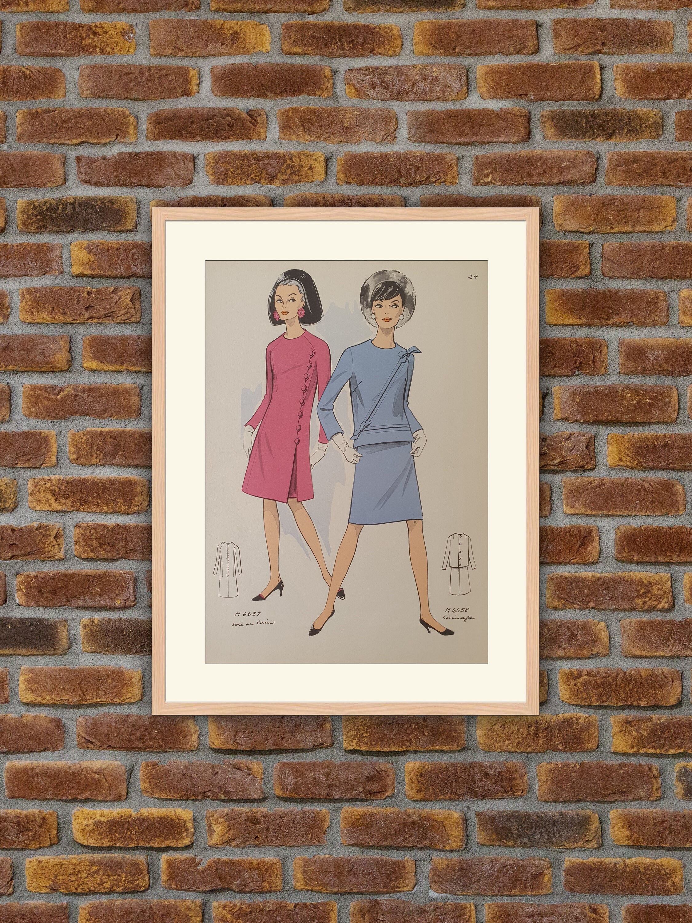 Haute Couture 1968 - Soie ou Laine Planche Imprimée Couleurs