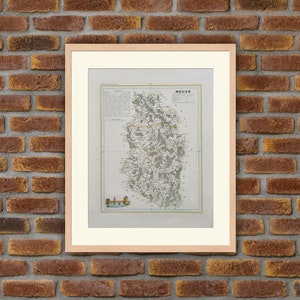 Carte de département français - MEUSE - Gravure couleurs 1833 Monin