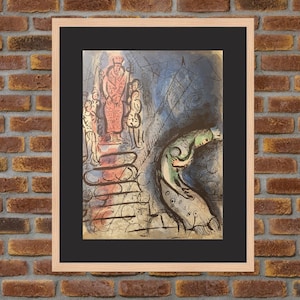 1956 Marc Chagall - La Bible - Assuerus chasse Vasthi - Original Lithograph / Mourlot Publishers - 14x10.2in - Decoration Print