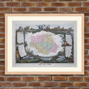 1850 Gravur Atlas Levasseur - Große Karte Französische Abteilung - Gers - 19,5x14,4in - Dekoration, Druck