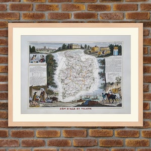 1850 Gravur Atlas Levasseur - Große Karte Französische Abteilung - Ille-et-Vilaine - 19,5x14,4in - Dekoration, Druck