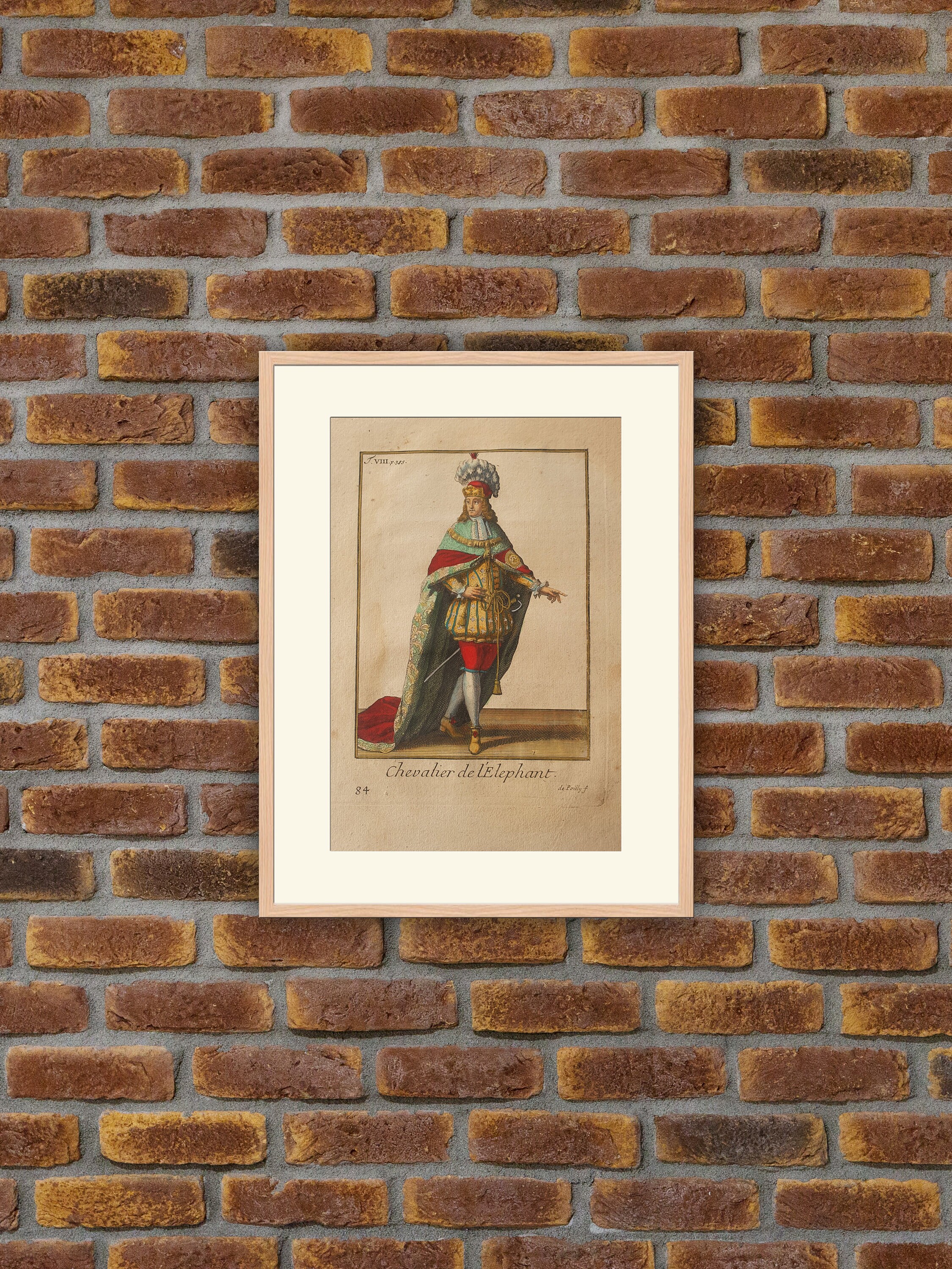 Ordres Militaires - Chevalier de L'éléphant Gravure Couleurs 1714 Hélyot