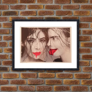 Street Art - DEATH NYC - Cara and Kim Red - 2016 Original signed and numbered serigraph (circulation of 100 copies) - 12.6x17.7in