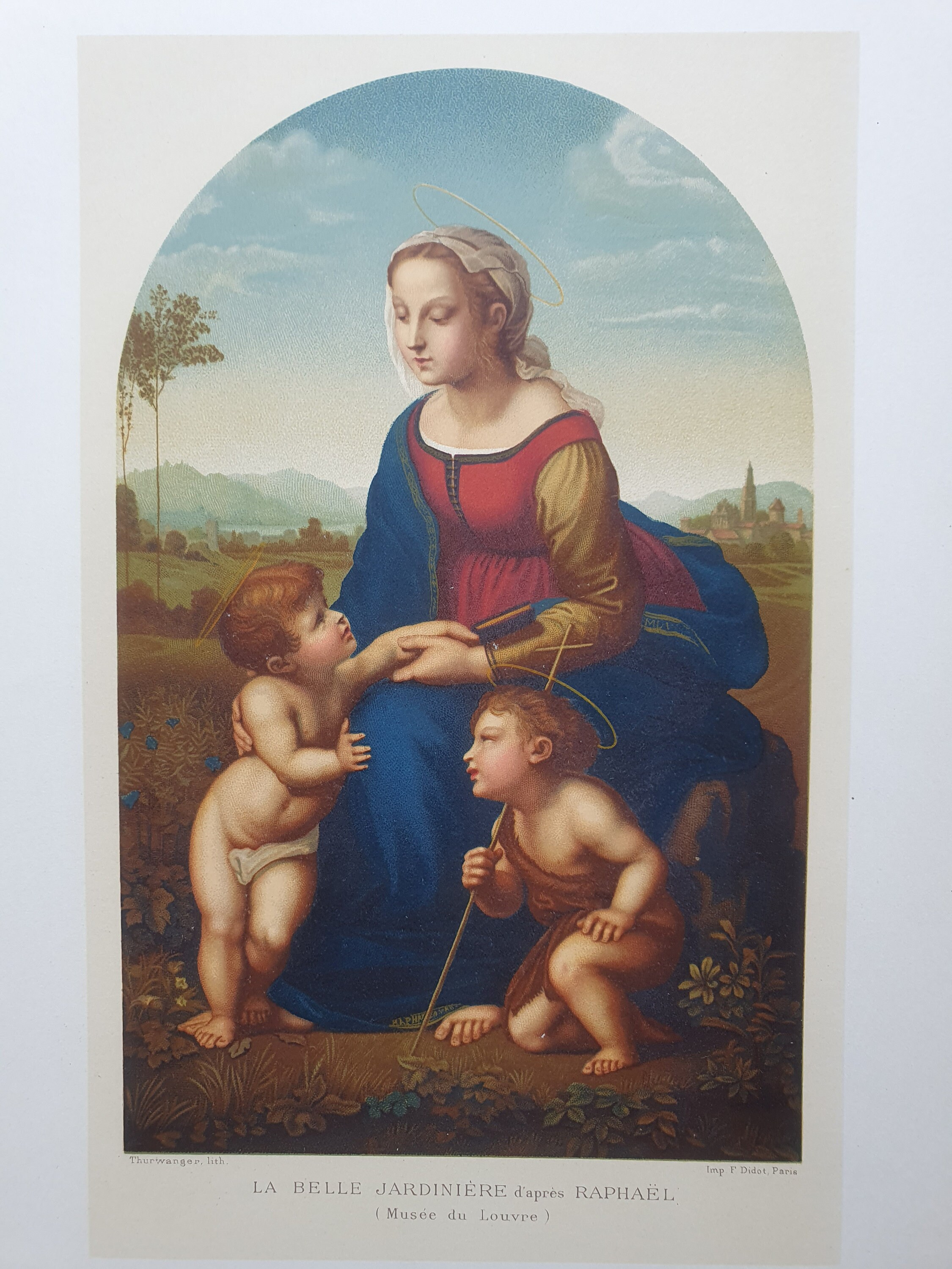 1860 Color Lithograph - La Belle Jardinière D'après Raphael (the