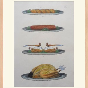 1872 colored engraving 270 Perdreaux piqués rôtis, 271: Selle de Chevreuil rôtie... U. Dubois La Cuisine Classique image 2