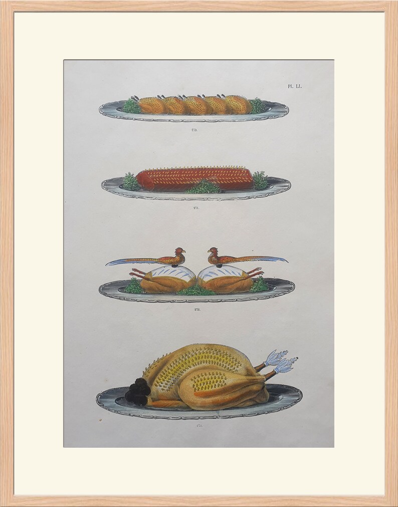 1872 colored engraving 270 Perdreaux piqués rôtis, 271: Selle de Chevreuil rôtie... U. Dubois La Cuisine Classique image 2