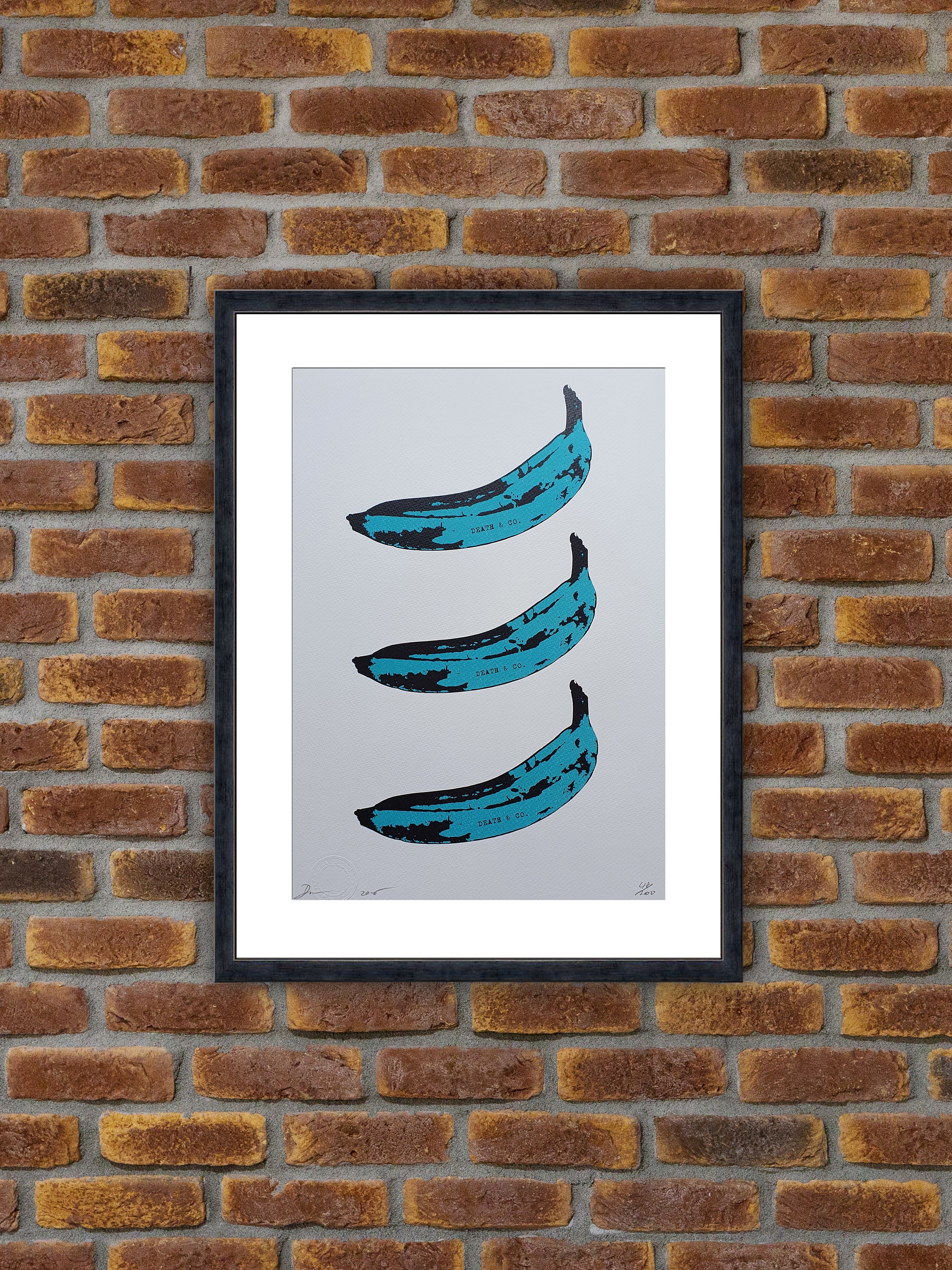 Street Art - DEATH NYC - 3 Banana Blue - 2016 Original signed and numbered serigraph (circulation of 100 copies) - Decoration, Large Prints