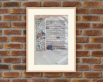 Middle Ages - Rare, Illumination : Sheet from a Medieval Manuscript on Parchment (vellum) from XVth century - 10 - 6.4x4.5in - Decoration