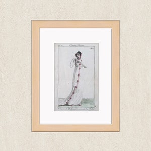 ファッション彫刻 – 「パリジャンの衣装」約1802 n 401 (An 10) 「Chapeau de Paille noire、surmonté d'un Fichu」 - 手彩色