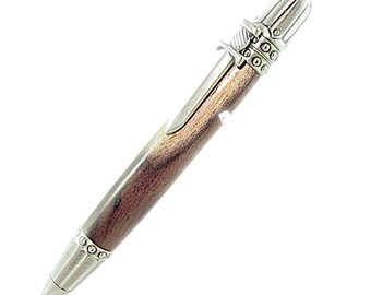 Handmade Boxwood Pen with Knight's Armor: Medieval Gift