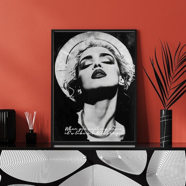 Madonna Printable Wall Art, 80's Pop Icon Digital Wall Art Download, Madonna Poster, Music Art Print