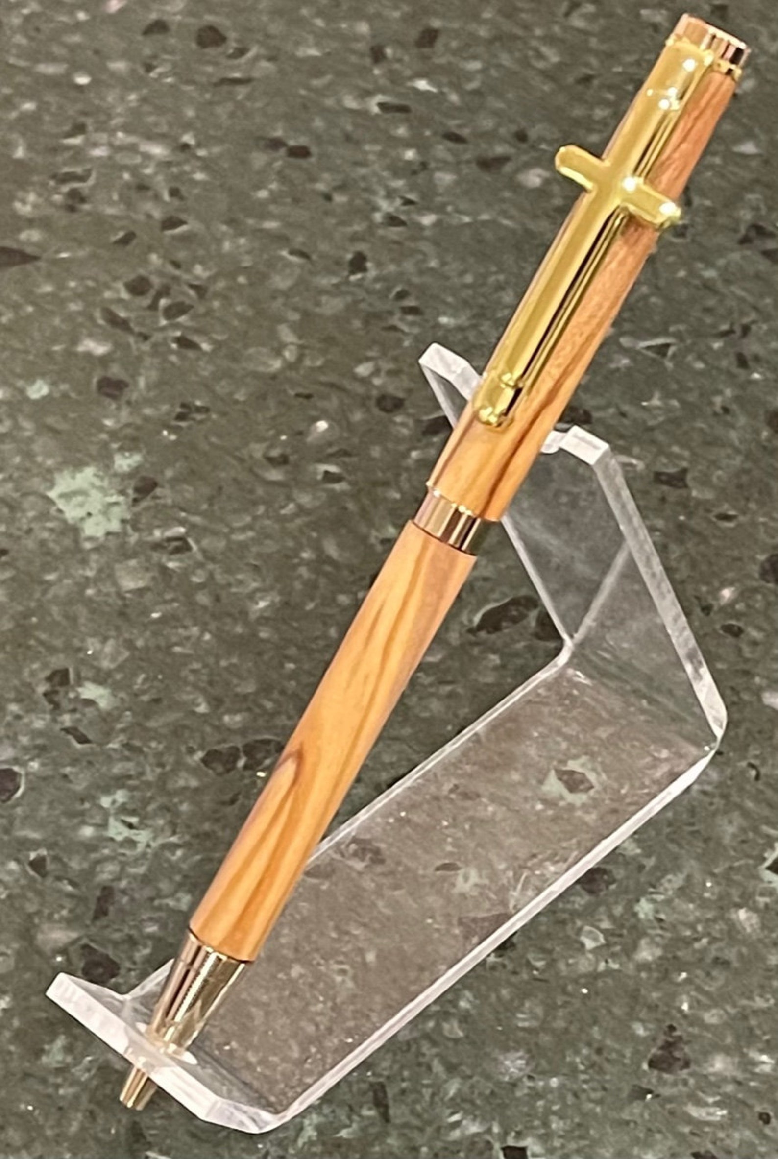 24K Gold Slim Pen with Golden Cross clip Etsy