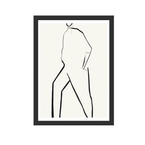 CASUAL WALK - illustration, walk, fashion, female, wall art, prints, fashion print, Blancwalls, line drawing
