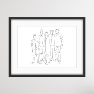 Family Line Illustration, Pet Illustration, Anniversary, Wedding, Birthday Gift, Modern Line Drawing, Family Drawing, New Baby, Blancwalls