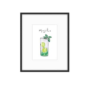 MOJITO - Blancwalls, Art, Illustration, Cocktails, Line Drawing, Drinks, Decor, Interior, Kitchen