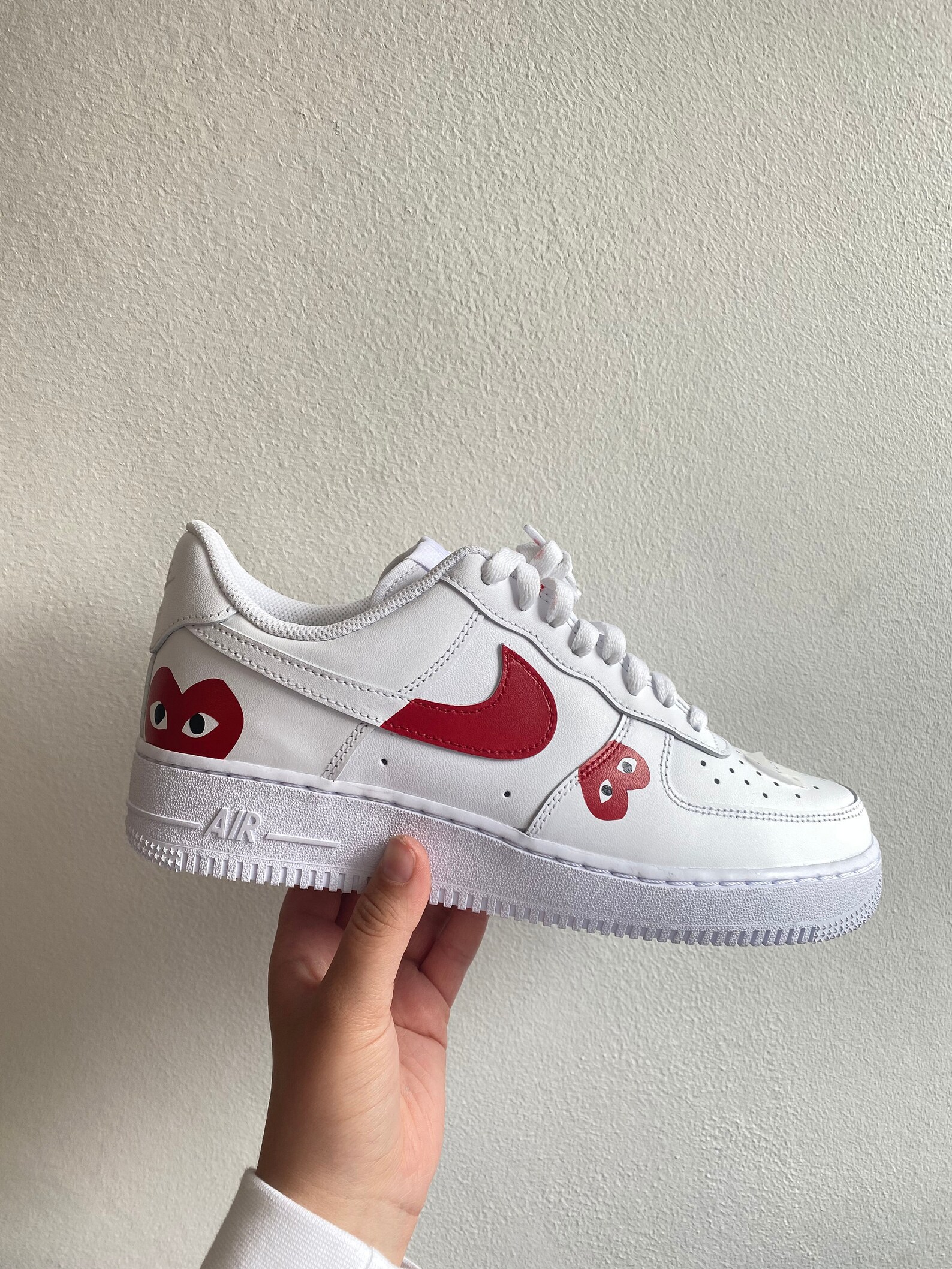 Custom Air Force 1 'CDG double heart | Etsy