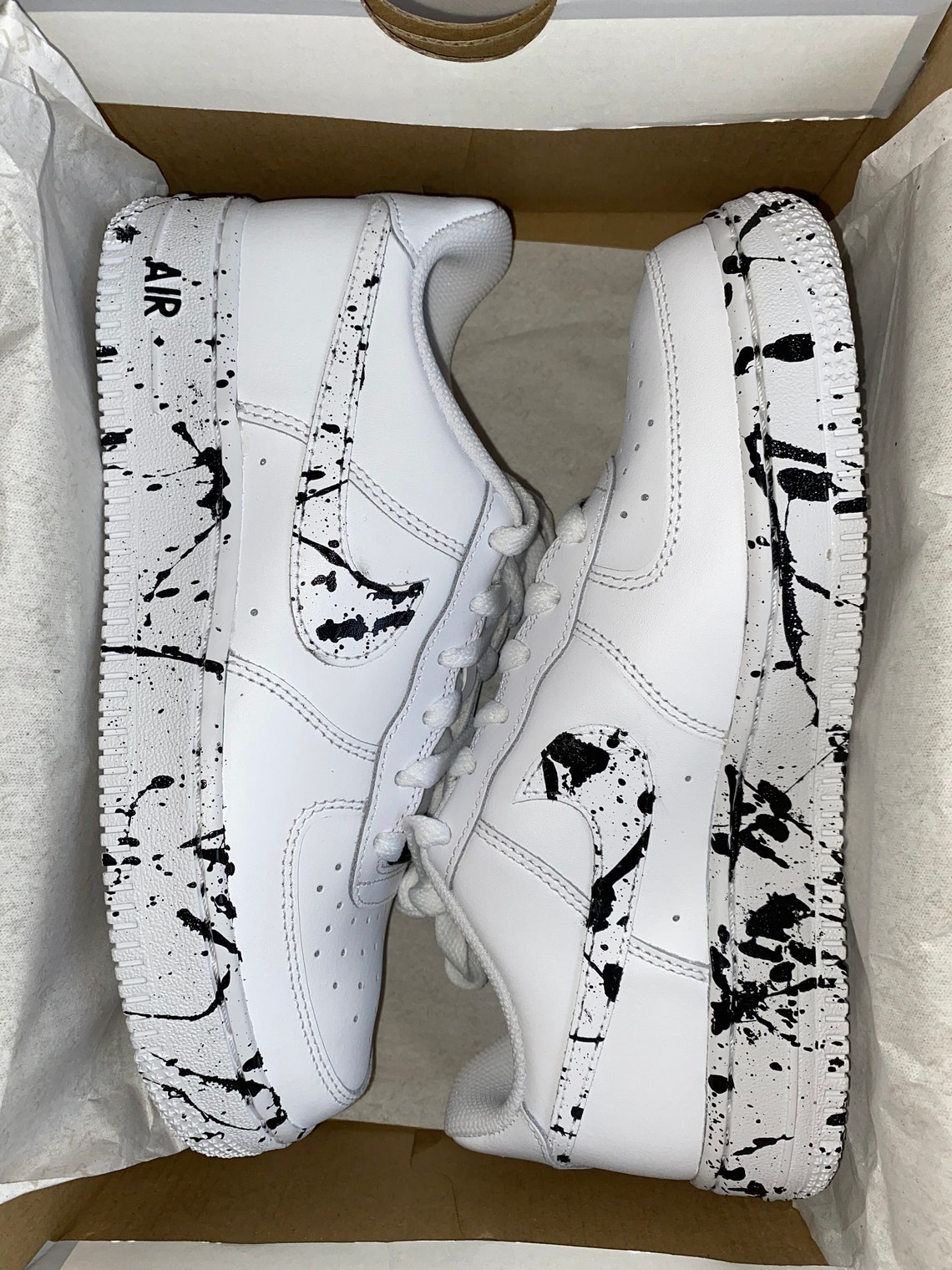 custom air force 1 paint splatter black