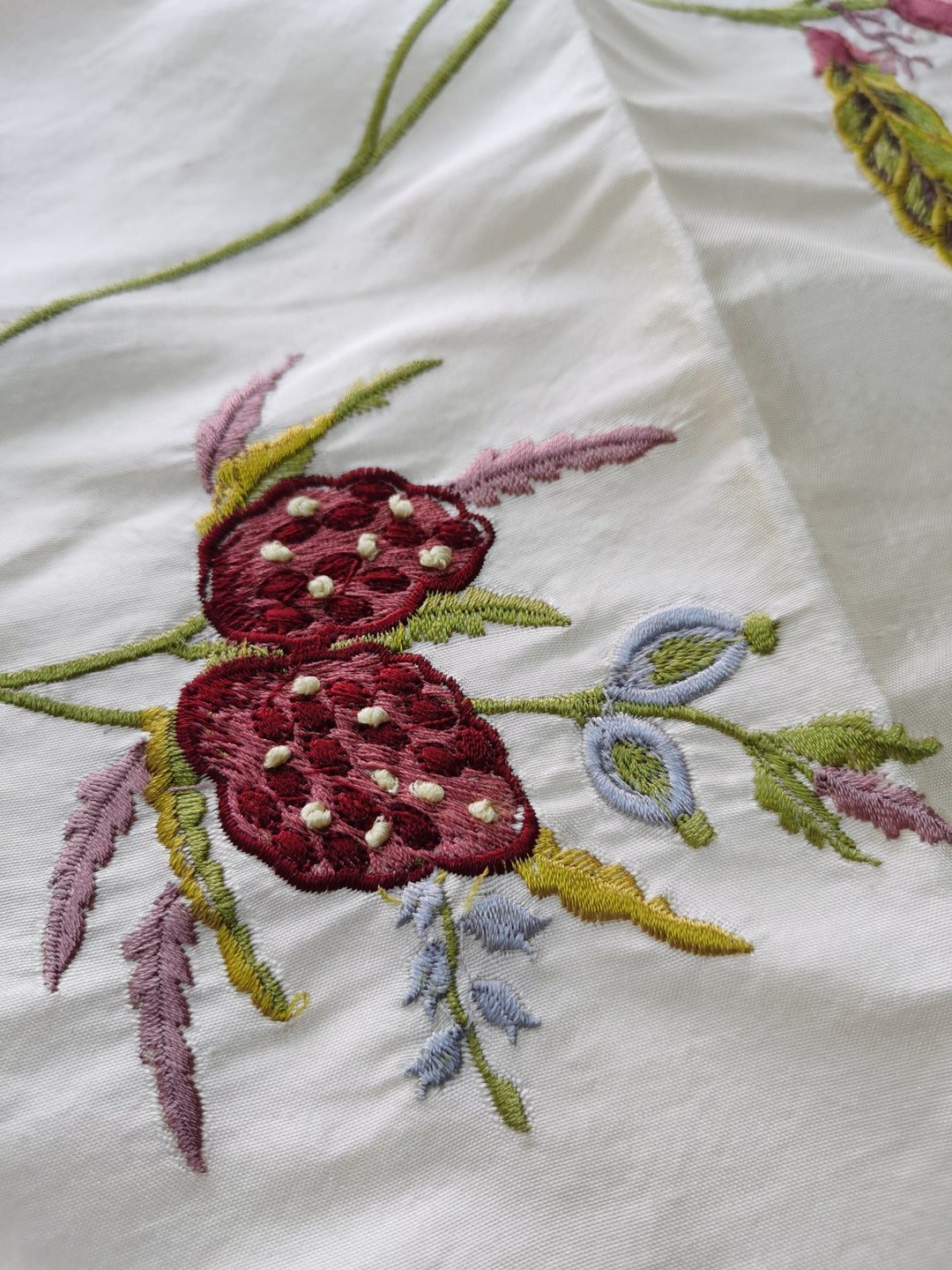 Strawberry: Chinoiserie Embroidered Drapery on Silk Doupioni DP-2 - Etsy