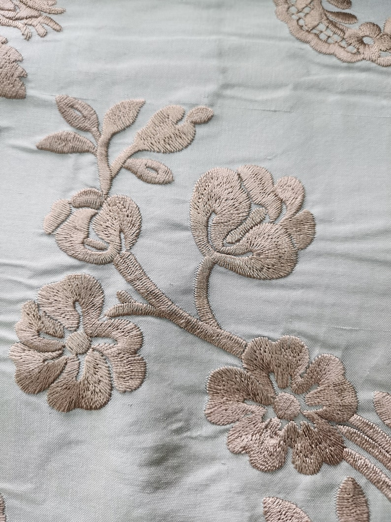 Monochic: Chinoiserie Embroidered Drapery on Silk Doupioni DP-22 - Etsy