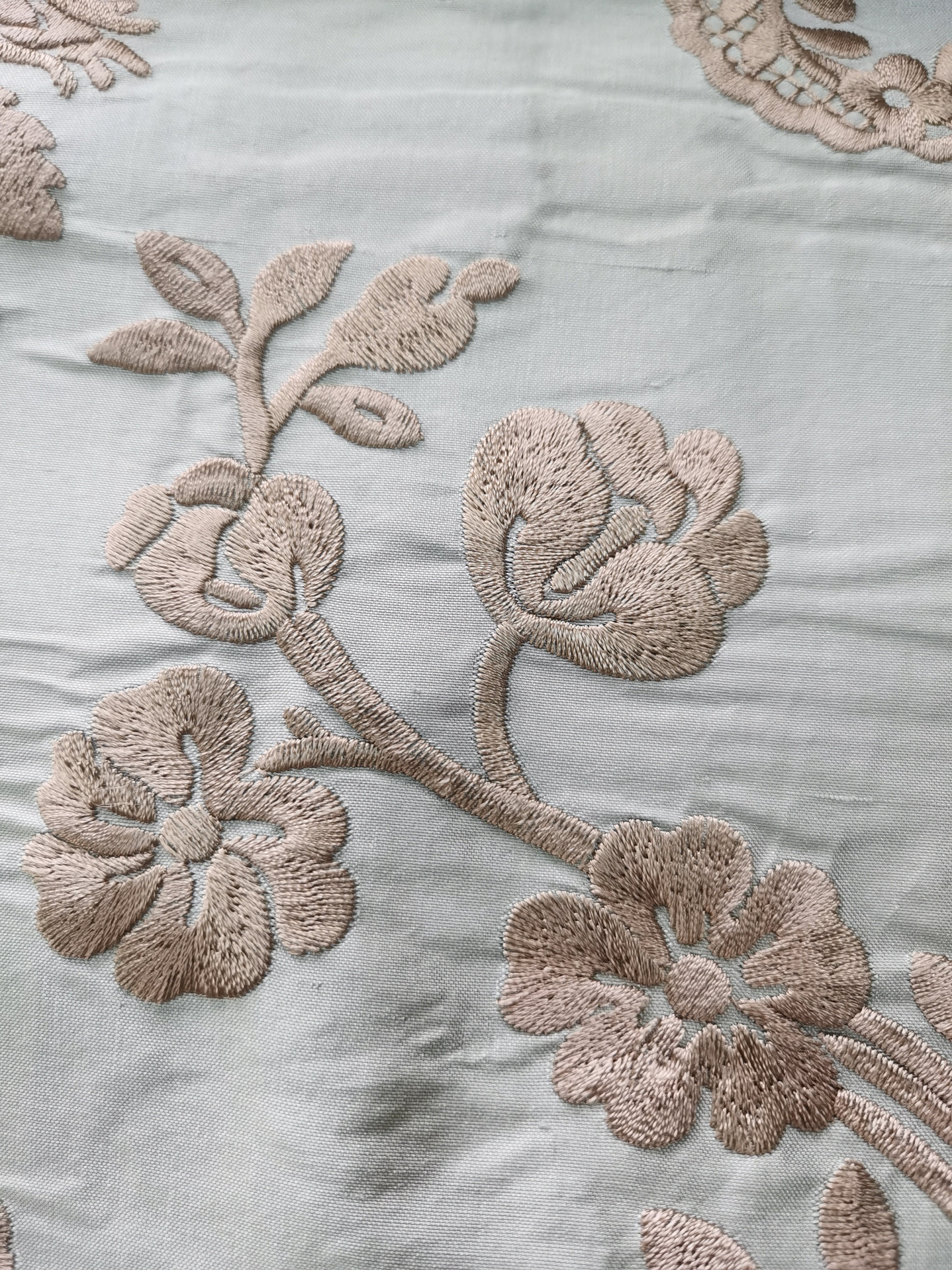 Monochic: Chinoiserie Embroidered Drapery on Silk Doupioni DP-22 - Etsy