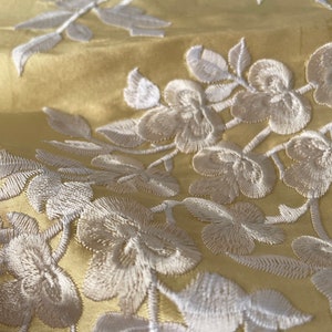 Wisteria: Chinoiserie Embroidered on Yellow Silk Doupioni DP-45 - Etsy