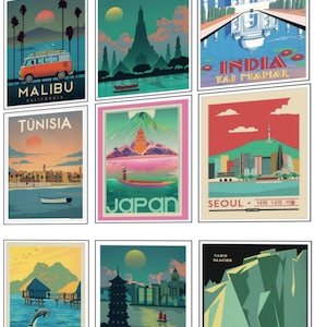 1:12 vintage posters for Dollshouse , downloadable, printable,WORLD TRAVEL NO I.