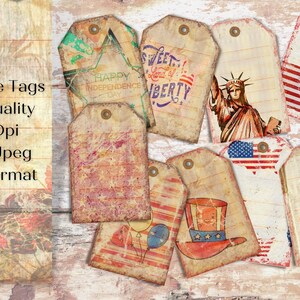 Digital Download Tag Usa Junk Journal Tags Scrapbooking Tags Ephemera Tag Junk Journal Supplies Paper Ephemera Digital Paper Printable.