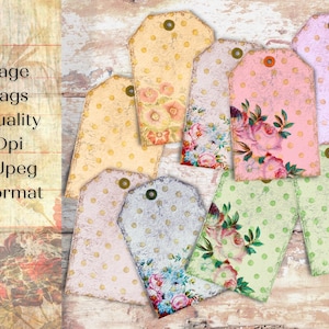 DIGITAL DOWNLOAD TAG Dots Junk Journal Tags Scrapbooking Tags Ephemera Tag Junk Journal Supplies Paper Ephemera Digital Paper Printable.