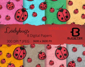 Ladybug Pattern Digital Ladybug Scrapbook Papers Instant Download Ladybugs Paper Digital.