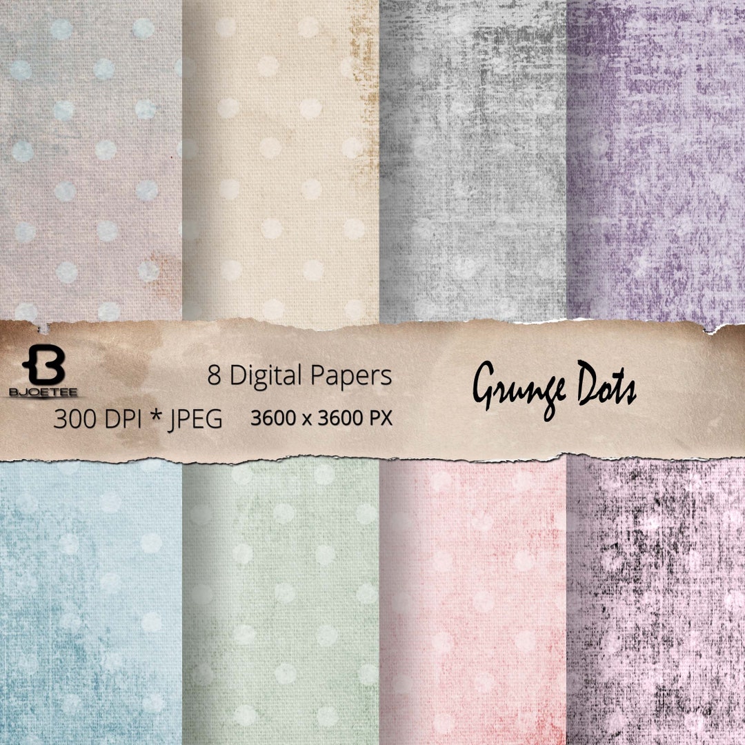 Polka Dots Paper Digital Vintage Dots Digital Paper Grunge Retro ...