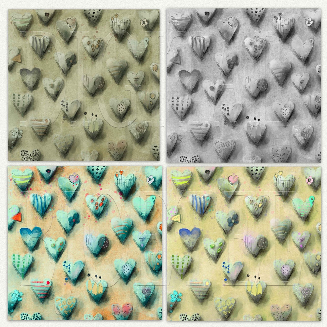 Hearts Scrapbook Digital Paper Heart Background - Etsy