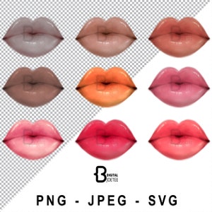 Pastell glänzende Lippen Clipart, weiblicher Mund, Png Jpeg svg, handgezeichnete Frauenlippen, Aquarell Make-up, handgemachte Kusslippe, rosa Mädchenlippenstift